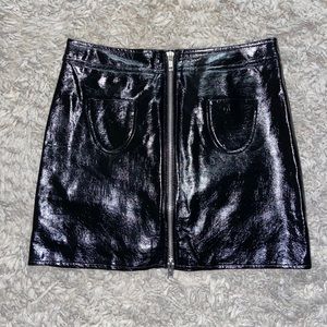 Patten Leather Zipper Skirt with Pocket!